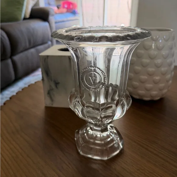 Vintage Val saint Lambert Belgian crystal Vase 9’’ hight